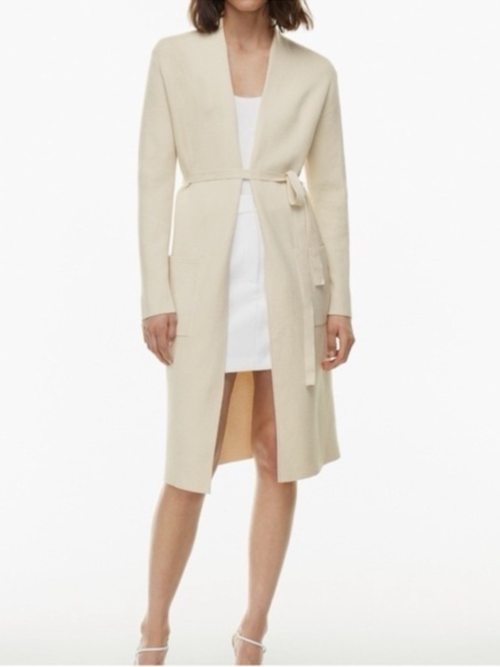 Aritzia Babaton Birch Open-Front Belted Cardigan